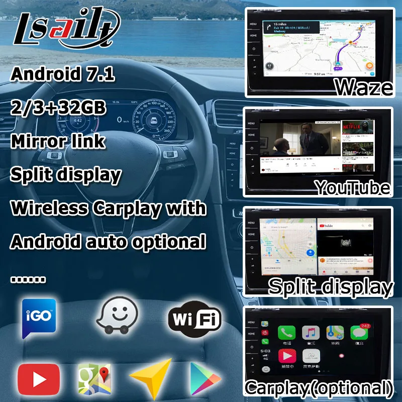 Android/carplay интерфейсная коробка для Volkswagen Golf mk7 MIB MQB Откройте для себя pro android gps навигация видео интерфейс коробка Lsailt