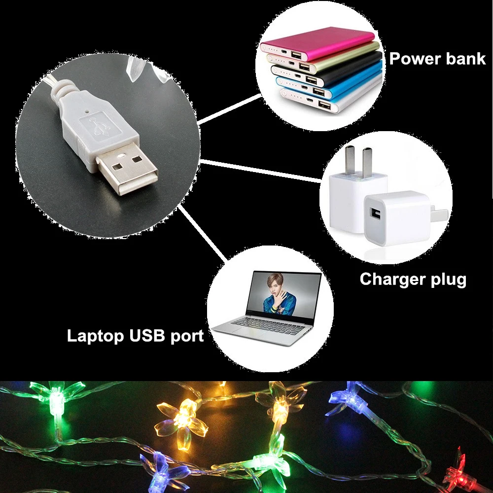5M 40 Led Fairy Lights USB Outdoor/Indoor Street Garland Christmas/New Year Xmas Festoon LED Lights String For Home Decoration 5M 40 Led Fairy Lights USB Outdoor/Indoor Street Garland Christmas/New Year Xmas Festoon LED Lights String For Home Decoration