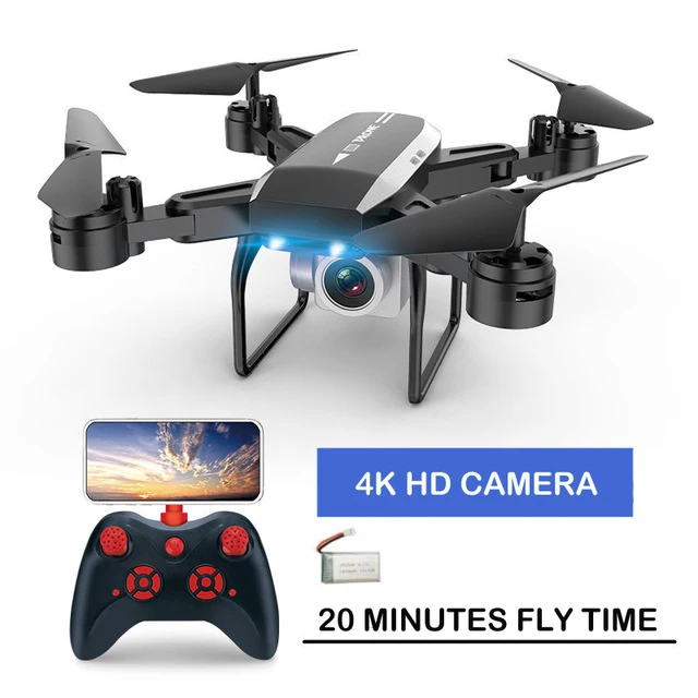 Black 4K HD 1battery 4K Ультра HD камера Дрон оптический поток позиционирования Квадрокоптер высота удержания гравитационный датчик один-клик возврат RC вертолет дроны - Цвет: Black 4K HD 1battery