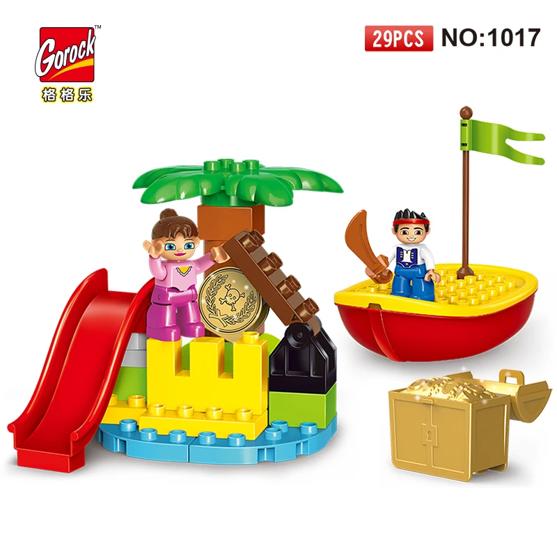 

GOROCK 1017 Pirate Ship Big Building Blocks Model Set children Educational Bricks Toys Gift Compatible legoinglys Duploe
