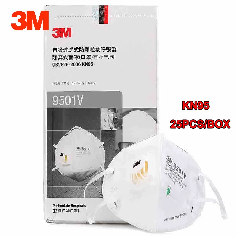 

25pcs/box 3M 9501V 9502V Dust Mask KN95 Particulate Respirator Anti-fog PM2.5 Anti influenza Dust-proof Safety Breathing Masks