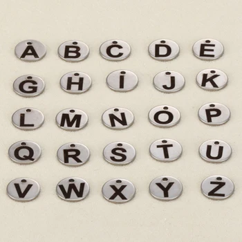 

5pcs Stainless Steel Silver Disc Pendant Alphabet A-Z Letter Tag Charms Stamp Initial Jewelry,10mm Beads For Jewelry