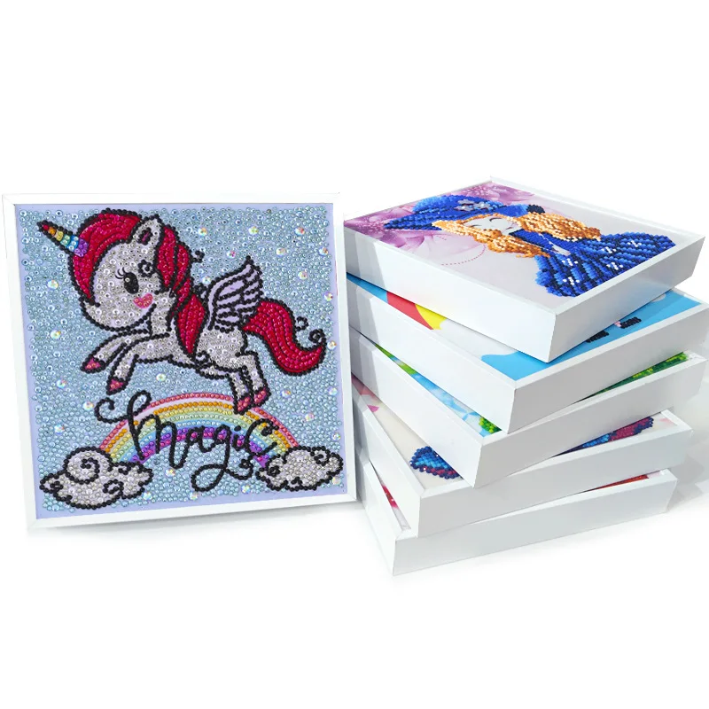 

With Frame Full Drill Unicorn 5D Diamond Painting Embroidery Set For Children Kids Cartoon Animals Handmade DIY Creative Gifts