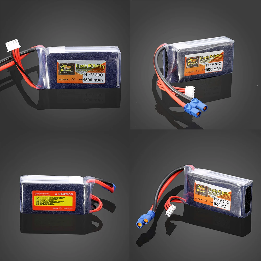 1 шт. аккумулятор ZOP Power 11 В 1500 мАч 30C Lipo EC3 Plug для модели радиоуправляемого дрона