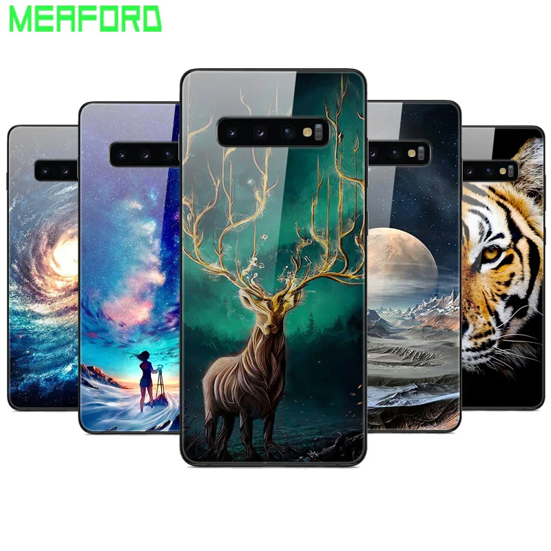 

For Samsung S10 S 10 Tempered Glass Case Hard Back Cover Phone Case For Samsung Galaxy S10 6.1 inch GalaxyS10 TPU Bumper Cases