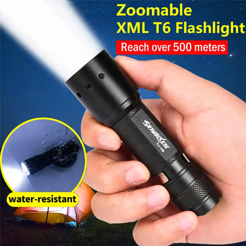 Tactical Zoomable 5-Mode XMLT6 LED Flashlight Torch Light+18650 &Charger powerful led flashlight rechargeable #4S4 (3)
