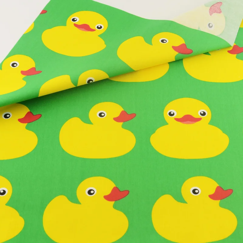 Teramila Cotton Fabrics Green Yellow Duck Tissue Quilting Bedding ...