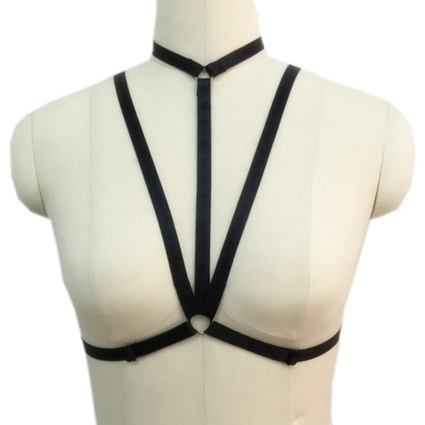 Bdsm Sexy Women Bondage Harness Cage Crop Top Lingerie Bralette Black