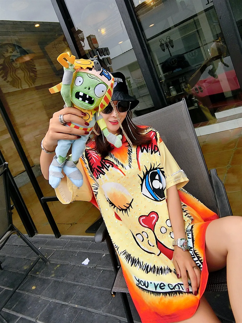 SexeMara модная новая свободная Печатающая игла Блестящая футболка с рисунком