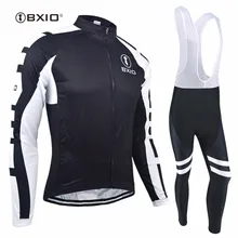 Bxio Для мужчин Велонаборы зима Термальность флис команды Одежда MTB велосипеда Джерси Набор Черный с длинным рукавом за Размеры велосипед одежда 015