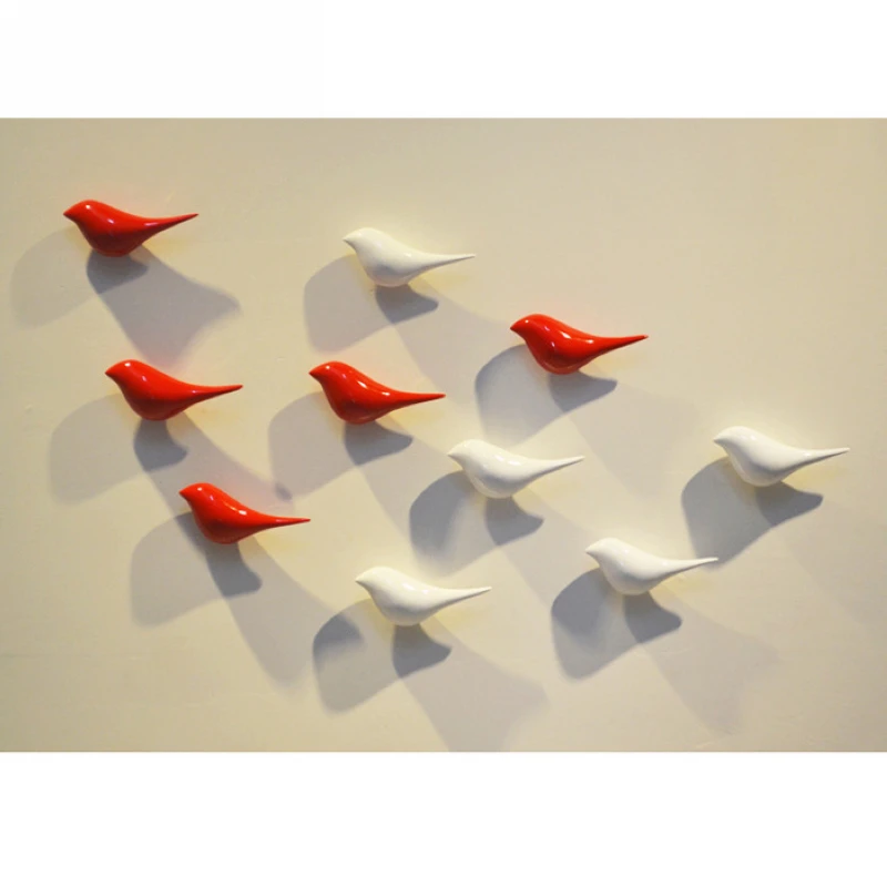 JX-LCLYL 3D Birds Shape Wall Hanging Resin Metal Plating Office Home Decorations S/L New