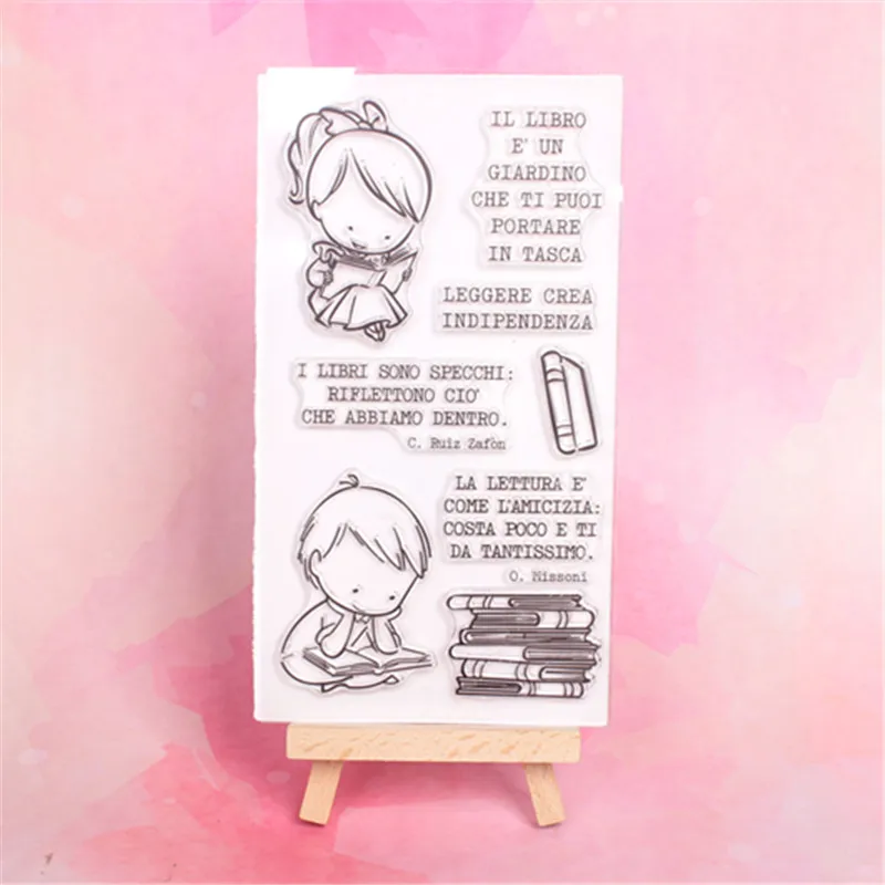 

Reading books for boys and girls Transparent Clear Silicone Stamp/Seal for DIY scrapbooking/photo album Decorative clear stamp