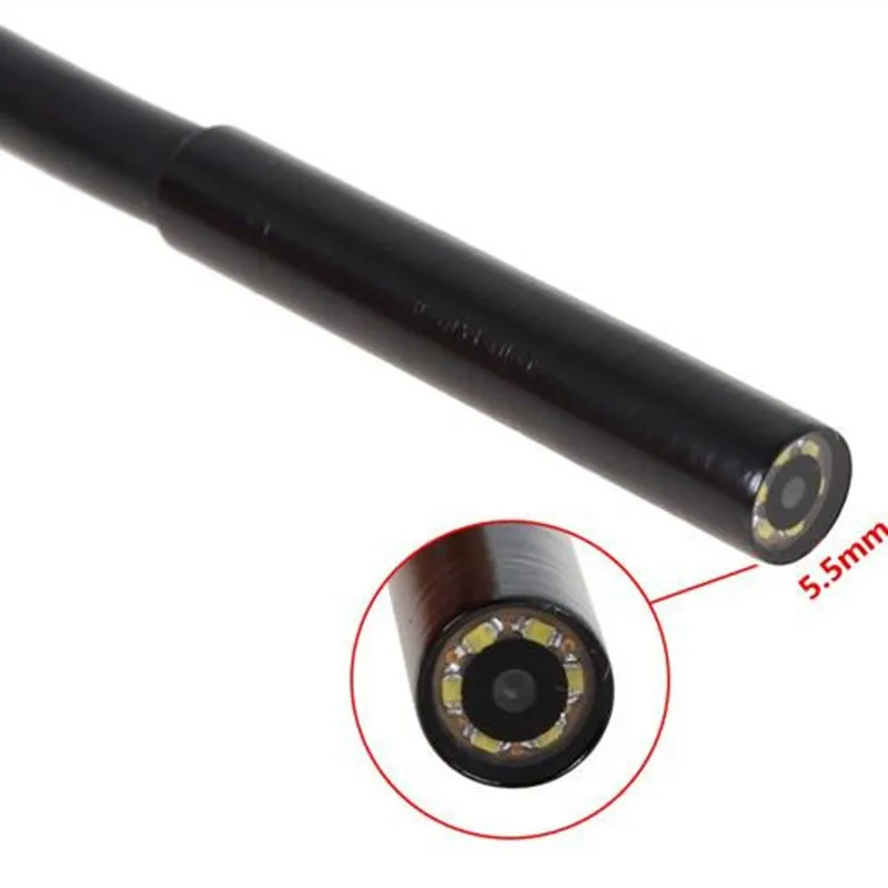 Min Lens 5.5mm Cable Length 2 Meters 6 LED 2 in 1 Inspection Camera Endoscope for Computer And Cell Phones