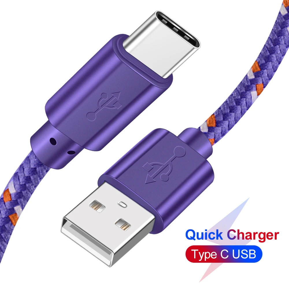 Олаф плетеный нейлоновый Тип usb C кабель 1 м 2 м 3 м синхронизации данных Быстрая зарядка USB C кабель для samsung S9 S10 Xiaomi mi9 mi8 huawei Тип-c