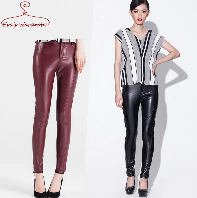 dark red leather leggings