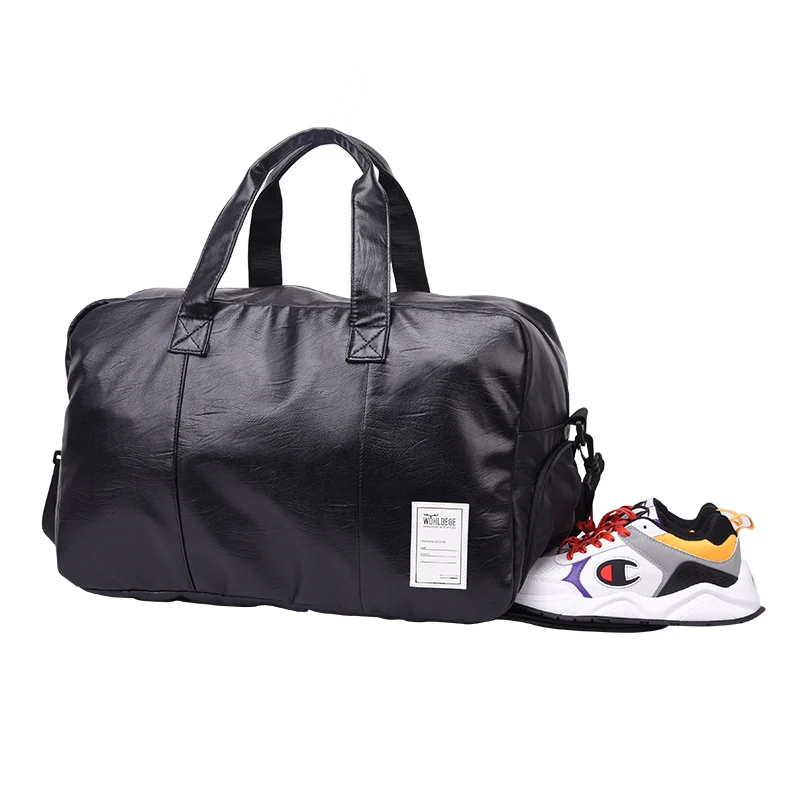 Waterproof PU Fitness Handbag For Men Shoulder Bag Business Large Travel  Duffle Luggage Bag