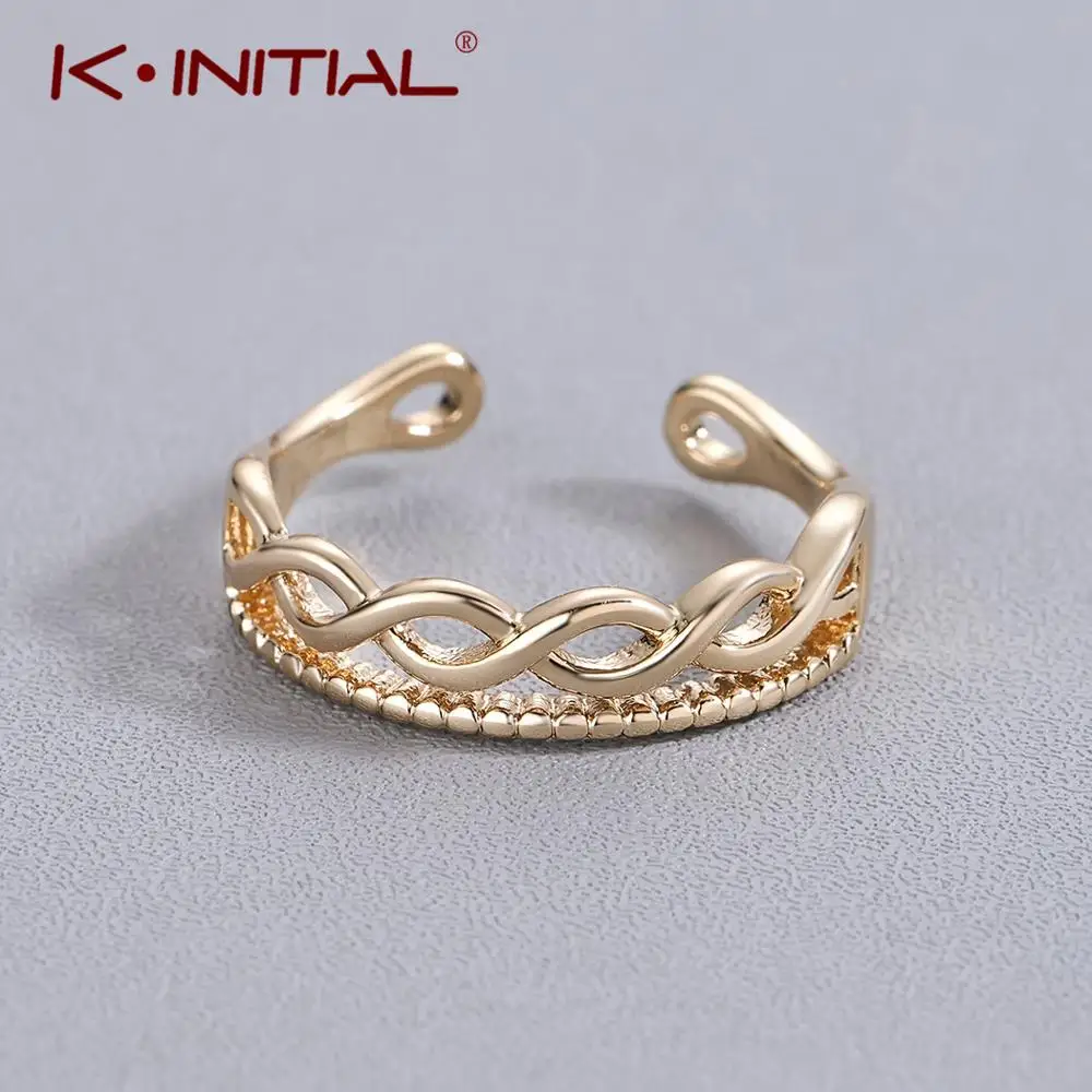 Kinitial Gold Color Infinity Ring Blessings Endless Love Finger Wrap