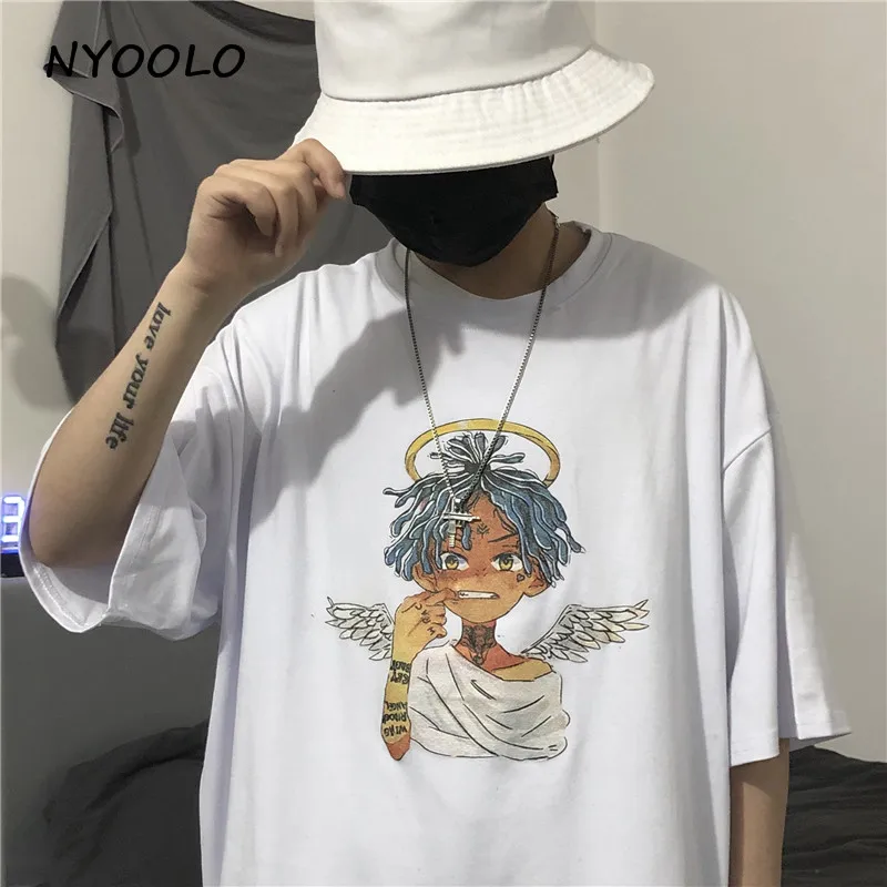 NYOOLO Harajuku Винтажная Футболка с принтом крыльев Ангела летняя уличная свободная