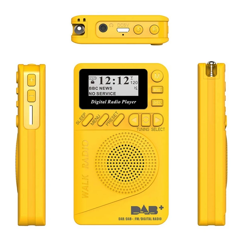 AABB-Pocket Dab цифровое радио, 87,5-108 МГц мини Dab+ цифровое радио с MP3-плеером Fm радио ЖК-дисплей и громкоговоритель