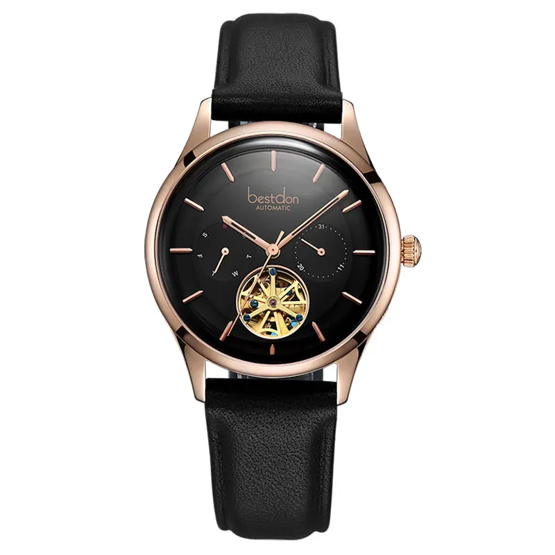 Bestdon изогнутые мужские часы, швейцарские механические часы, модные спортивные часы со скелетом, роскошные брендовые кожаные часы, мужские часы
