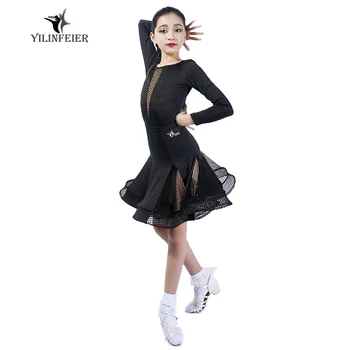 

Latin dance costumes Fashion mesh Exercise Suit kids dresses for girls