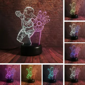 

Iron Man Floating Figma Model 3D Illusion NightLight LED Colourful Mixed Flash Light Desk Lamp Avengers Iron Man Figure Toys