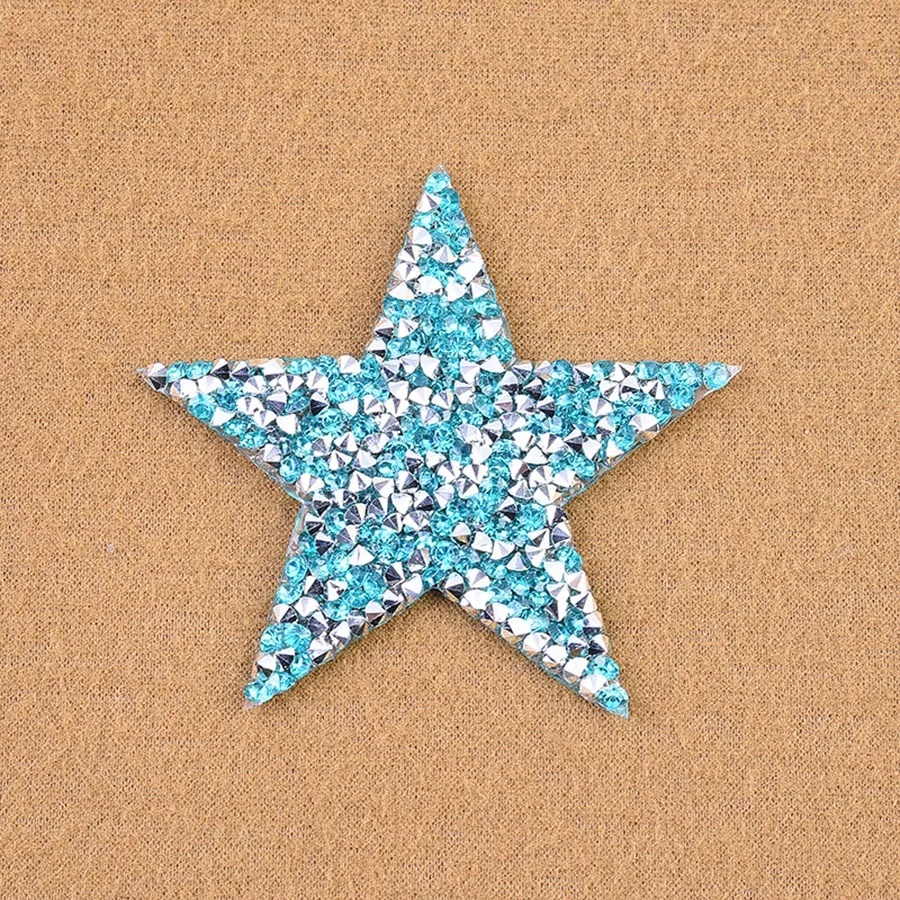 Colorful Stars Rhinestones Patches For Clothes 6cm Width Sewing On Embroidered Applique DIY Sticker For Wedding Dress Patches1 (4)