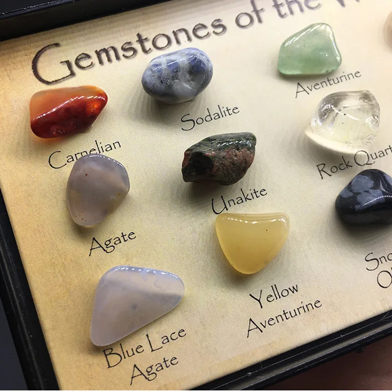15 Steine Poliert Healing Crystal Natürlichen Edelstein Sammlung Stein Kit Set 