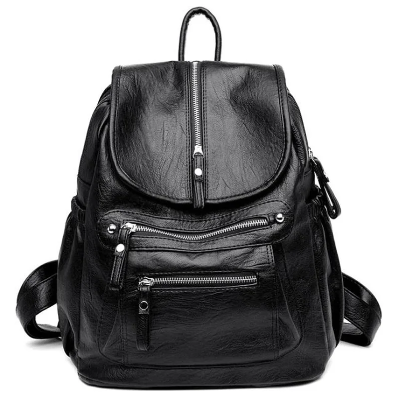 

Fashion Wild Casual Soft Leather Ladies Travel Backpack Leisure Travel Bag Wild Textured Backpack