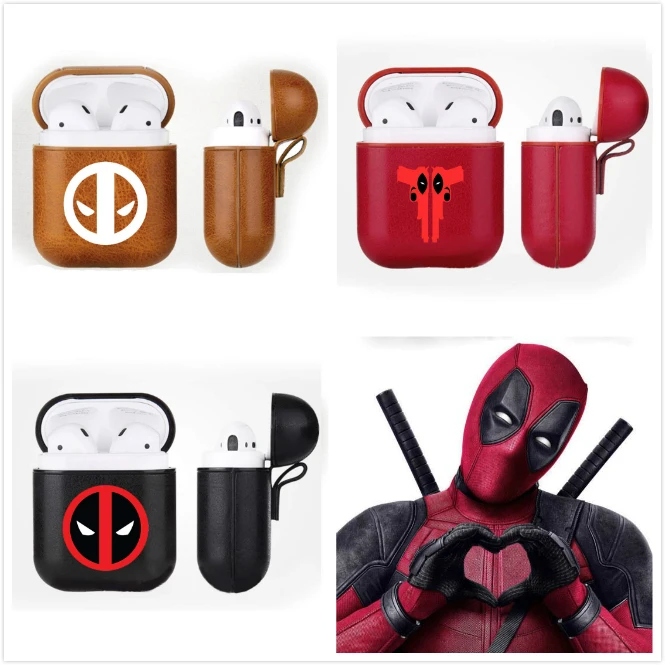 

Hot Deadpool Airpods Case Wireless Bluetooth Protective Portable Earphone Case Cover for Airpods Marvel Anti-hero Headphone Box
