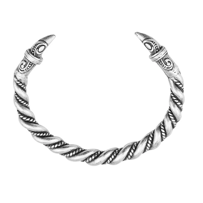 

Handmade Customize Antique Silver Color Norse Viking Raven Opening Bangles Crow Head Bracelet & Bangle Vikings Jewelry Drop Ship