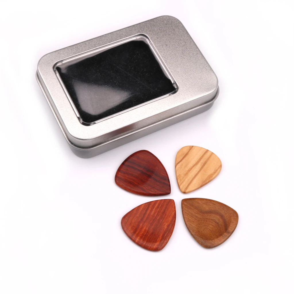 4x Bright Durable Guitar Plectrums Picks with 1x Iron Case Durable Finest Portable Stringed Instruments Guitar Parts Accessories