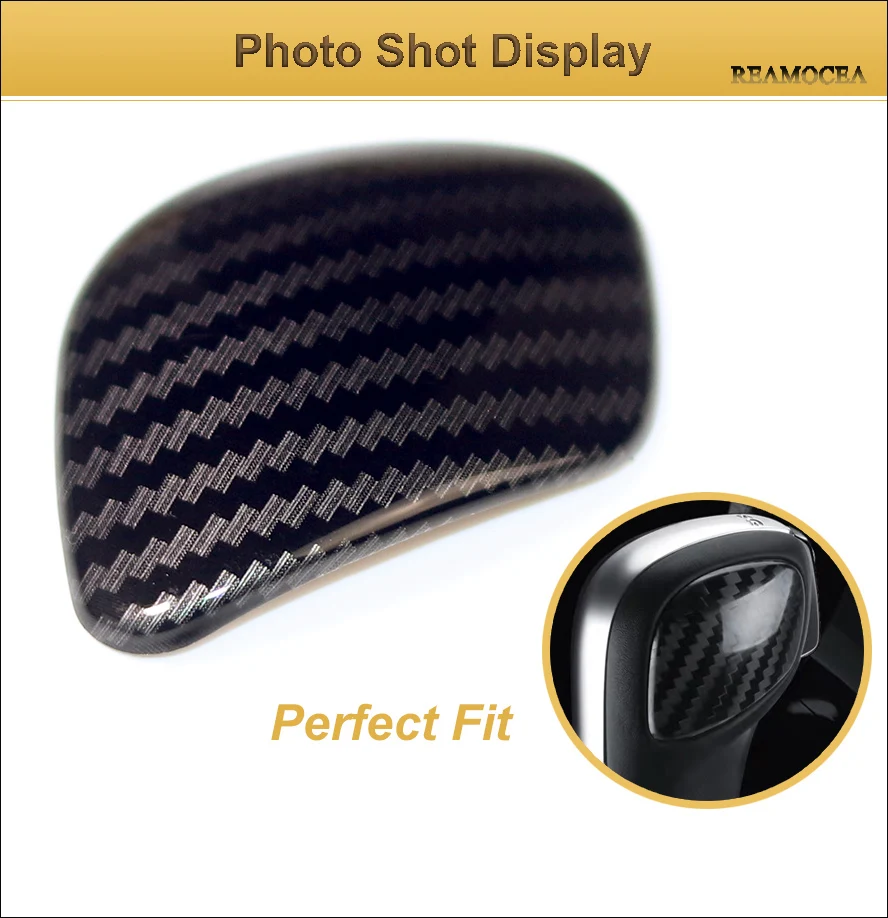 Reamocea 2Pcs Carbon Fiber Gear Shift Knob Gear Head Protection Cover Sticker For VW Golf 7 GTI MK7 2013 2014 2015 2016 - 2018 (10)