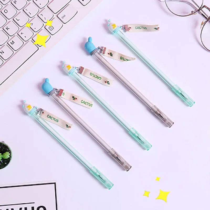 

1pc Korean Stationery Cactus gel pen Kawaii Green Plants Neutral Pen Cute Pens Gifts Pens office & school supplies kawaii pen