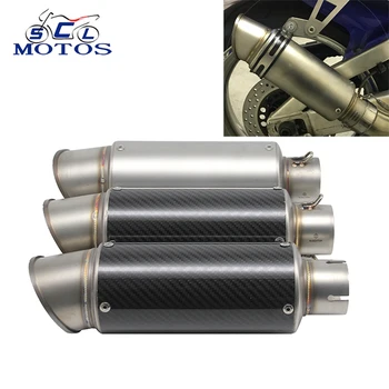 

Sclmotos- 51mm Motorcycle Exhaust Muffler Pipe Escape Moto Pipe NINJA TMAX530 500 CBR250 MT07 MT09 GSXR 600 750 ER6N ER6F Z800