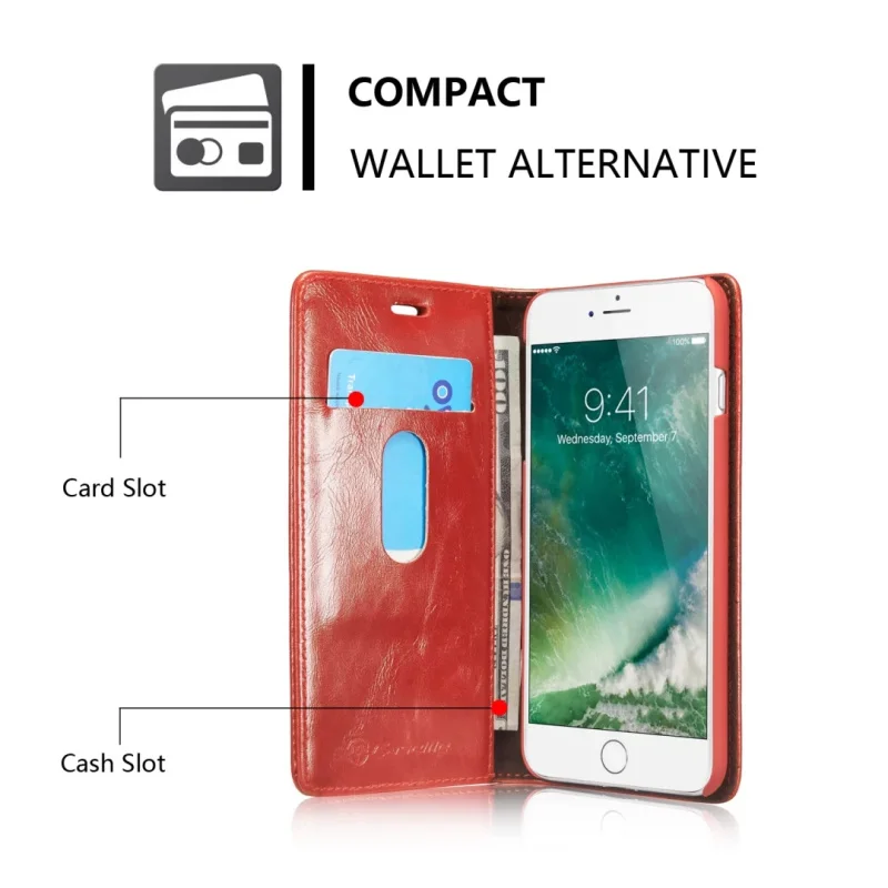 HotOriginal CaseMe003 For iPhone 7 7 Plus Case Retro Crazy Horse Book Style Leather Case With Stand For iPhone 6 6S Plus SE 5S (10)