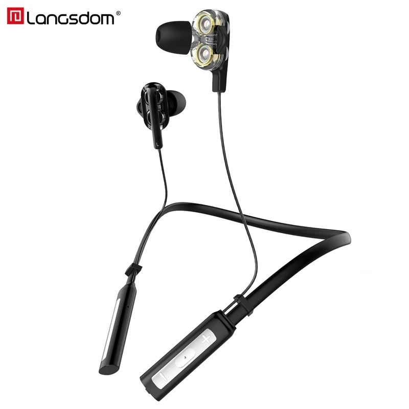 Langsdom LD4 Dual Driver Wireless Headphones Bluetooth Earphone For Phone Neckband sport earphone Auriculare CSR Bluetooth V4.2