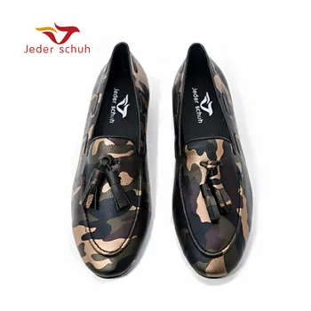 

Jeder Schuh Men's Handmade loafers Shoes Gold-stamped Camouflage Design Fashion Party Style flats Shoes