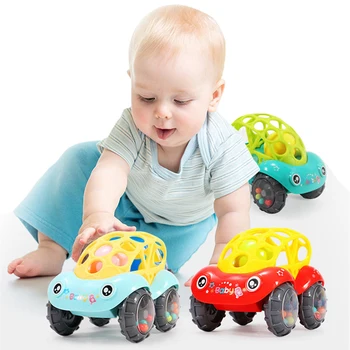 

2018 Newest Inertial Car With Bells Creative Baby Rattle Safety Teether 2 Colors Children Birthday Gifts Toy