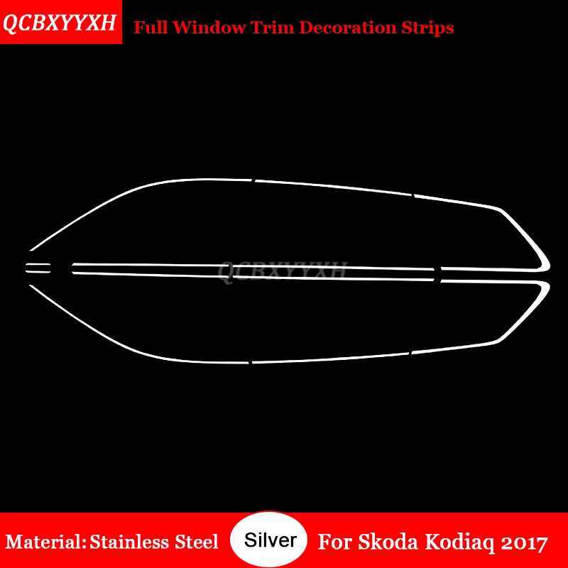 Полностью отделанные оконные декоративные полоски из нержавеющей стали, автомобильный Стайлинг для Skoda Kodiaq-, хромированные наклейки, автомобильные аксессуары - Цвет: B