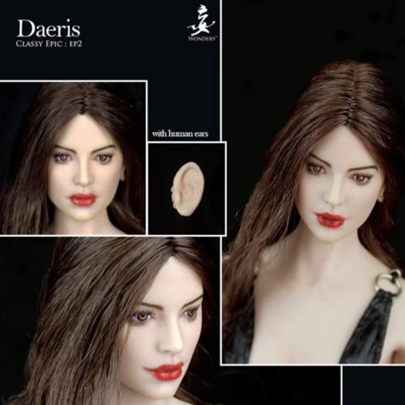 

WONDERY 1/6 Scale Europe Girl Head sculpt Model with Removable Ears Ep02 Daeris Ava Head Carved for Pale PH Seamless Body