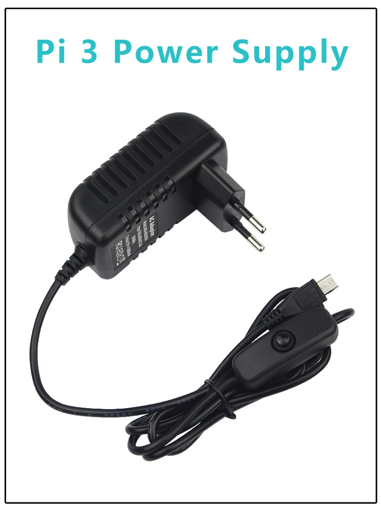 5 В 2.5A Raspberry Pi 3 Мощность адаптер Micro USB EU/US/AU/Великобритания Plug + 1 м кабель с включения/выключения кнопка для Raspberry Pi 3 Модель B +