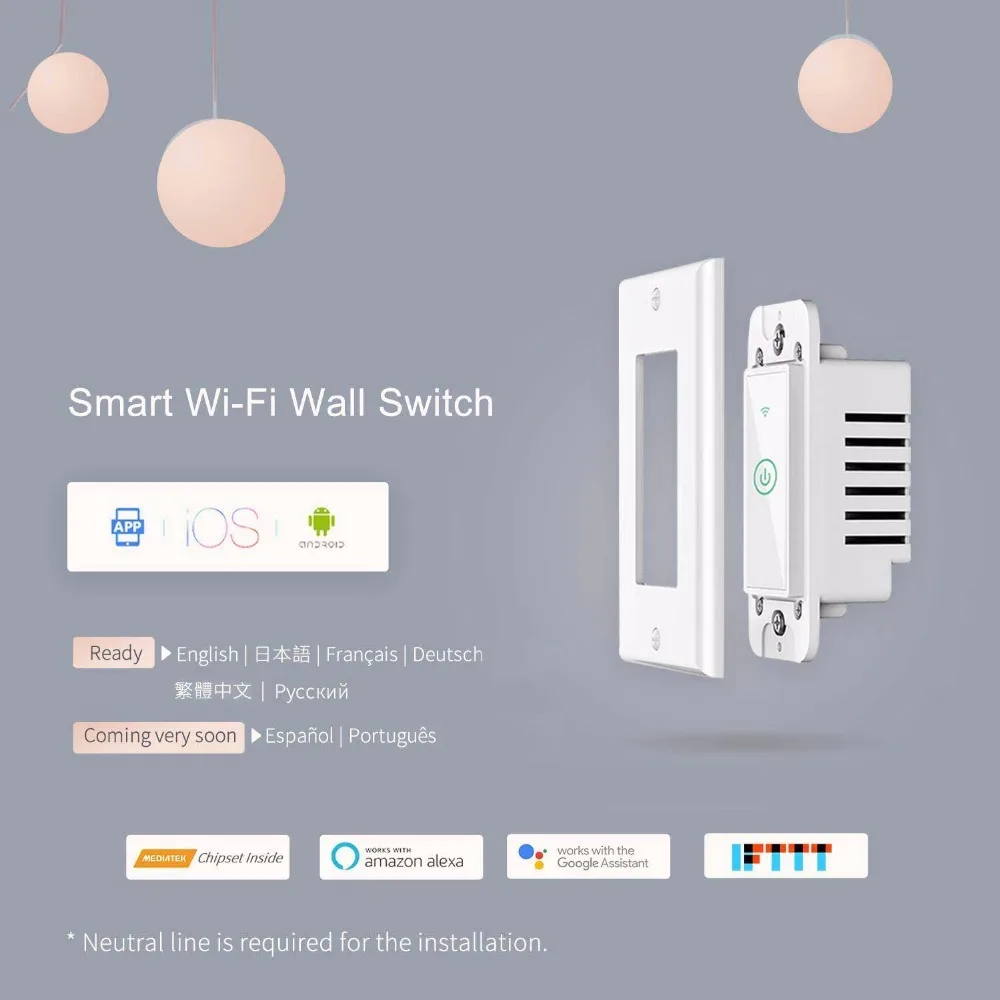 TANGGOOD US Smart WiFi настенный сенсорный выключатель света работает с Alexa и Google Assistant IFTTT