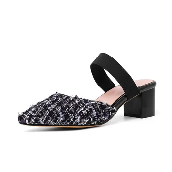

B2-7 Size 33-43 Female Spring Autumn Mixed Colors Slippers Ladies Shallow Shoes Woman High Heels Shoe Women Spring Autumn Slides