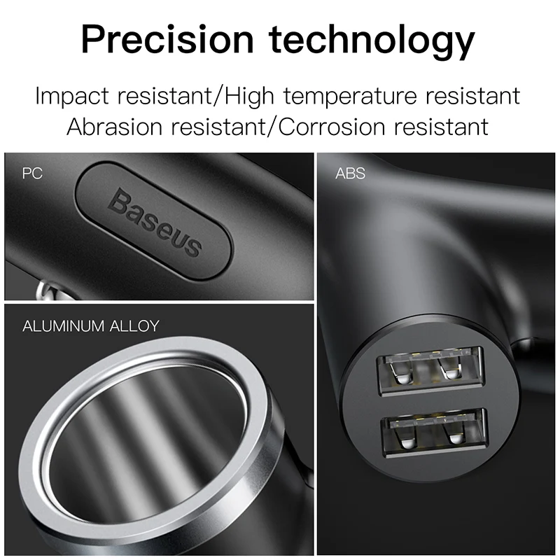 Зарядное устройство Baseus автомобильное с двумя USB портами и поддержкой быстрой