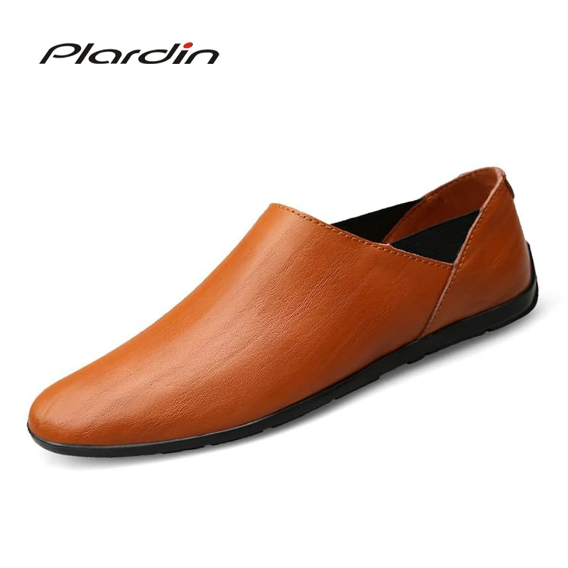 

Plardin New Fashion Plus Size Shoes Man Split Leather Soft Comfortable Dress Casual Sewing Men Genuine Leather Shoes For Men