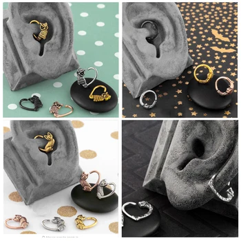 

1PC Heart Cat Owl Crescent Moon Jaguar Shape Seamless Ring Bendable Daith Heart Ear Trague Cartilage Earring Piercing Jewelry16g