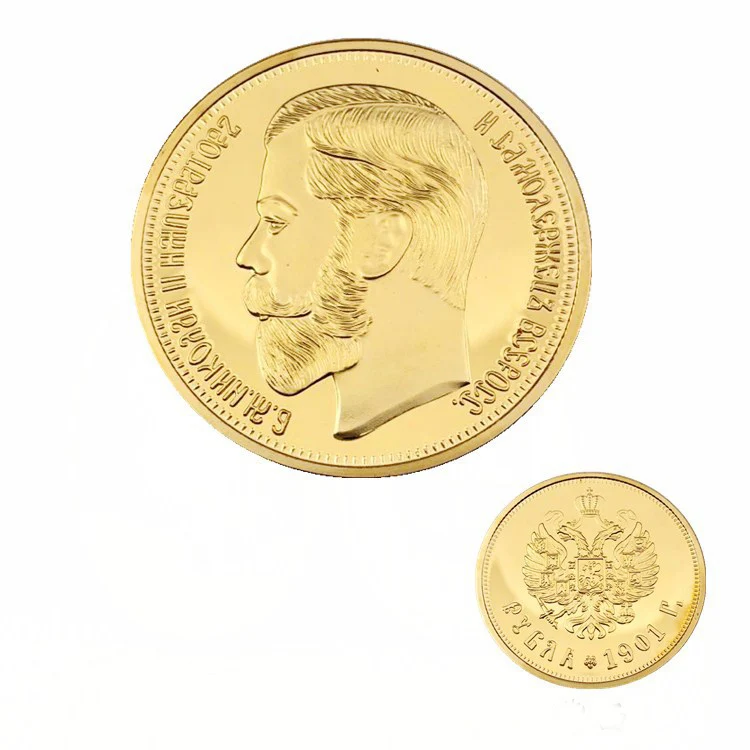 24-K Gold plated 1901 russia 10 Roubles gold Coin copy Drop Shipping | Дом и сад