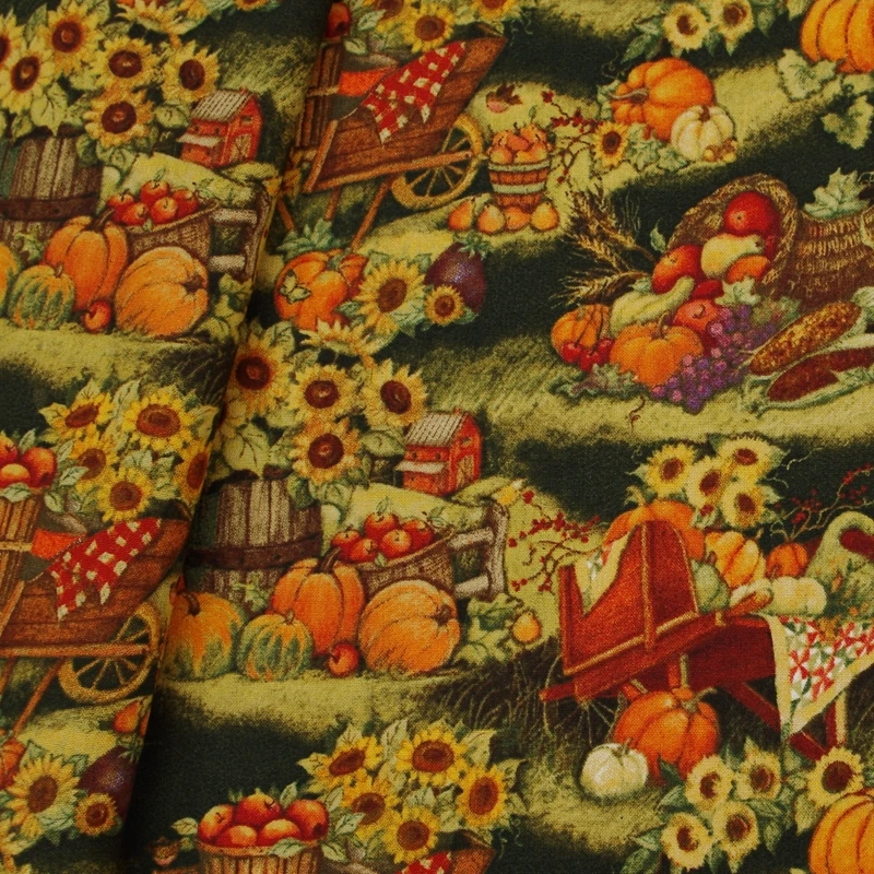 108cmx 100cm хлопковая ткань-колесо бочонок с тыквами(234