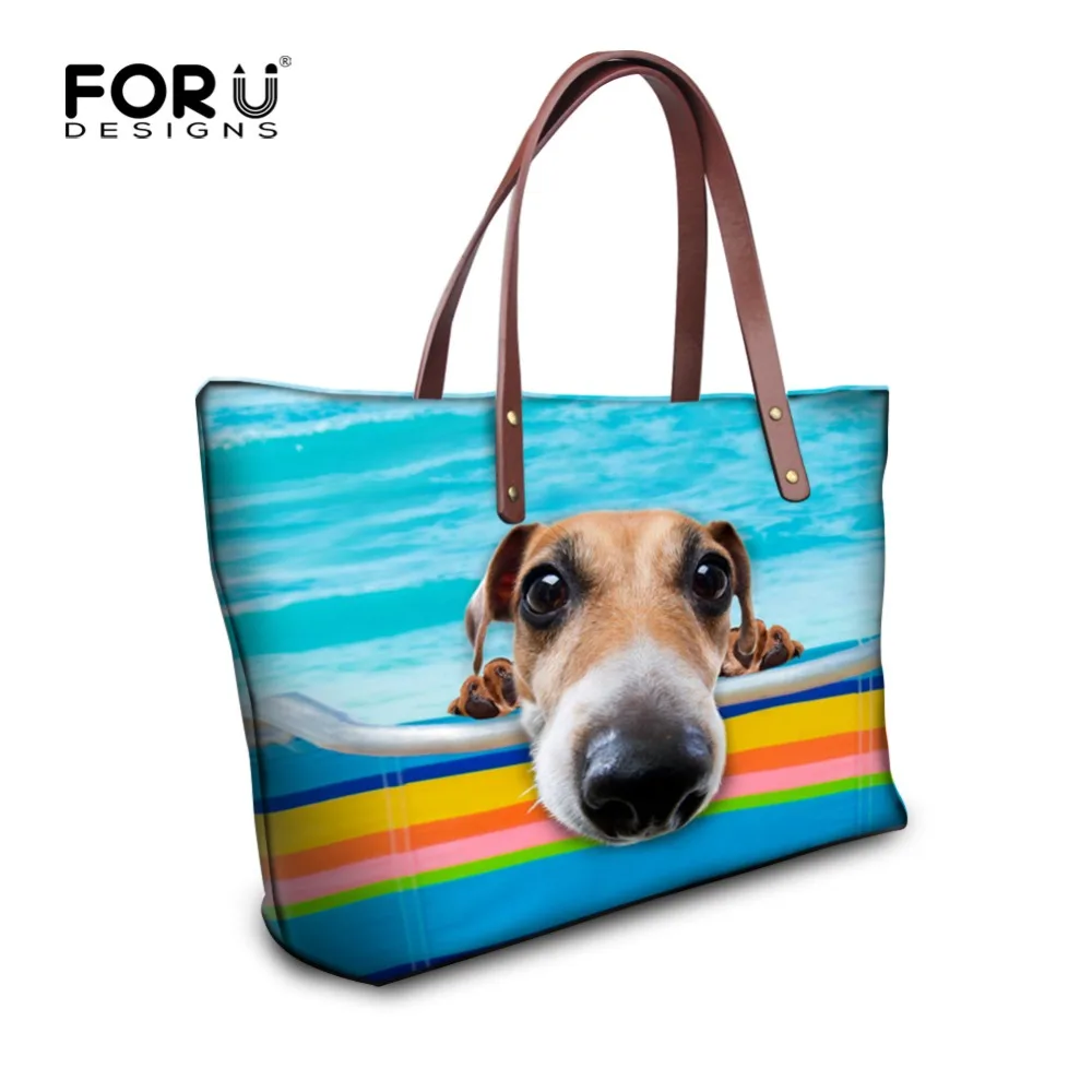 FORUDESIGNS Casual Tote Dog Printing Bags Fashion Ladies Large Handbags